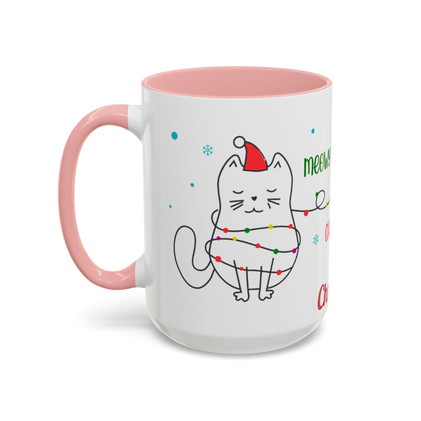 Personalized Meowy Christmas Accent Mug, Funny Holiday Coffee Cup, Cat Lover Gift, Festive Drinkware, Christmas Decor, Personalized Mug