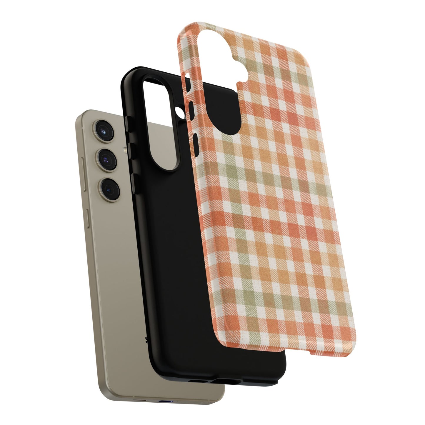 Boho Checkered Phone Case | Neutral Aesthetic Plaid Case | Retro Minimalist Check Design | iPhone Cover | Samsung Cover
