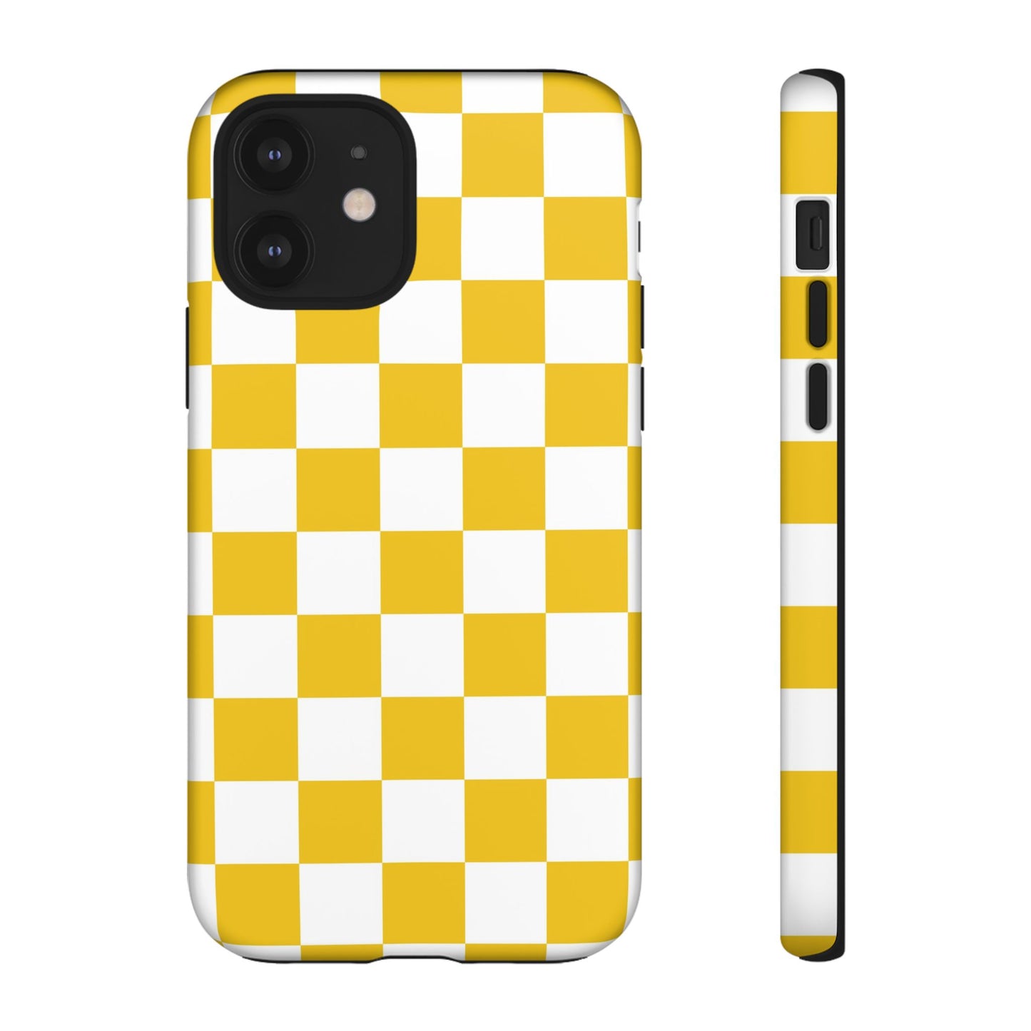 Yellow Checkered Phone Case - iPhone 17 Pro, 17, 16, 15, 14, 13, 12, 11, X, XR, XS MAX, Gift for Friends