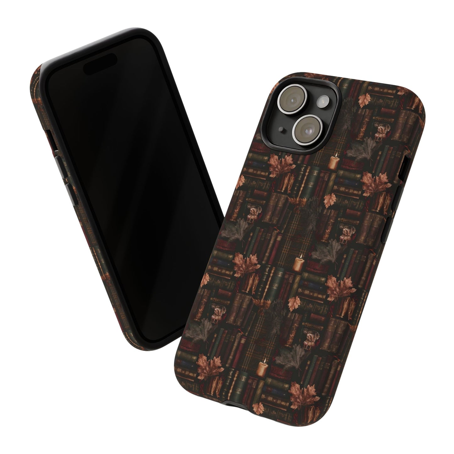 Gothic Phone Case Dark Academia Literary iPhone Samsung Cover with Books & Flowers, Phone case