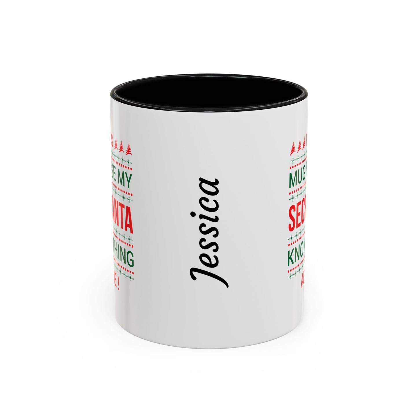 Personalized Secret Santa Accent Coffee Mug, Holiday Gift, Funny Christmas Mug, Unique Office Secret Santa Gift, Custom Drinkware