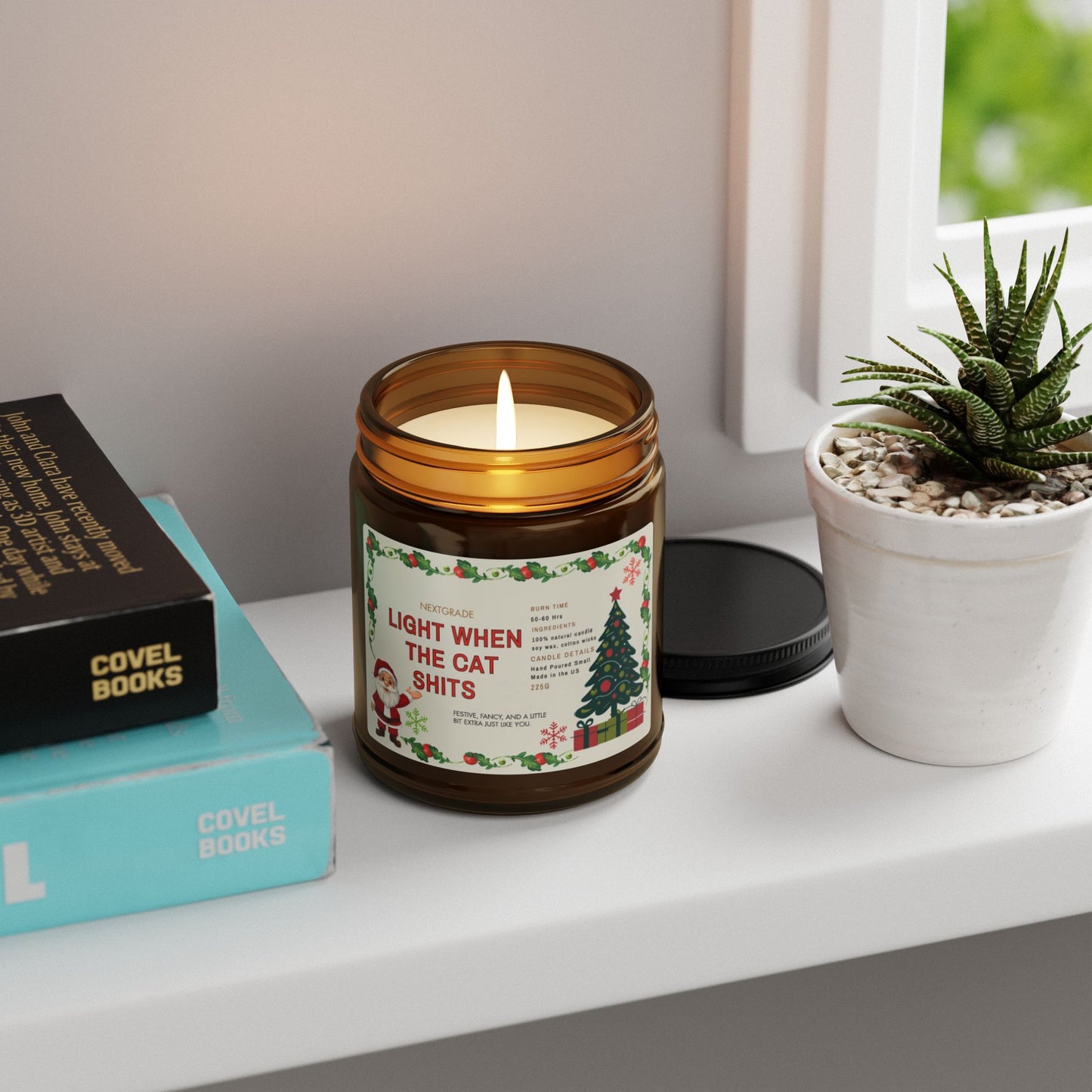 Funny Christmas Candle Gift | Light When the Cat Poops | Handmade Soy Candle with Christmas Label | Pet Lover Candle |Holiday Home Decor 9oz