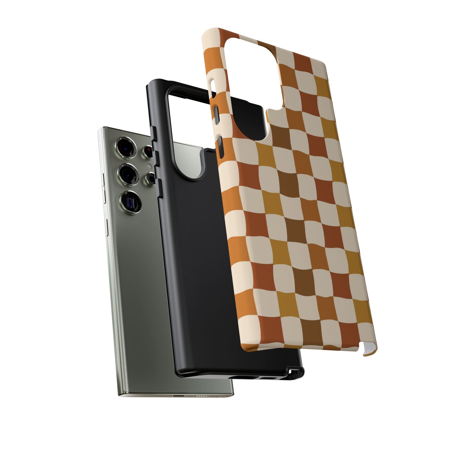 Boho Checked Phone Case, Checkerboard Design, Durable Protection, Phone Cover, Phone case For iPhone and Samsung, Trendy Phone Cover