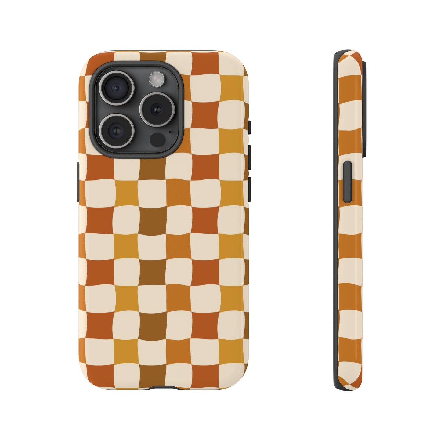 Boho Checked Phone Case, Checkerboard Design, Durable Protection, Phone Cover, Phone case For iPhone and Samsung, Trendy Phone Cover