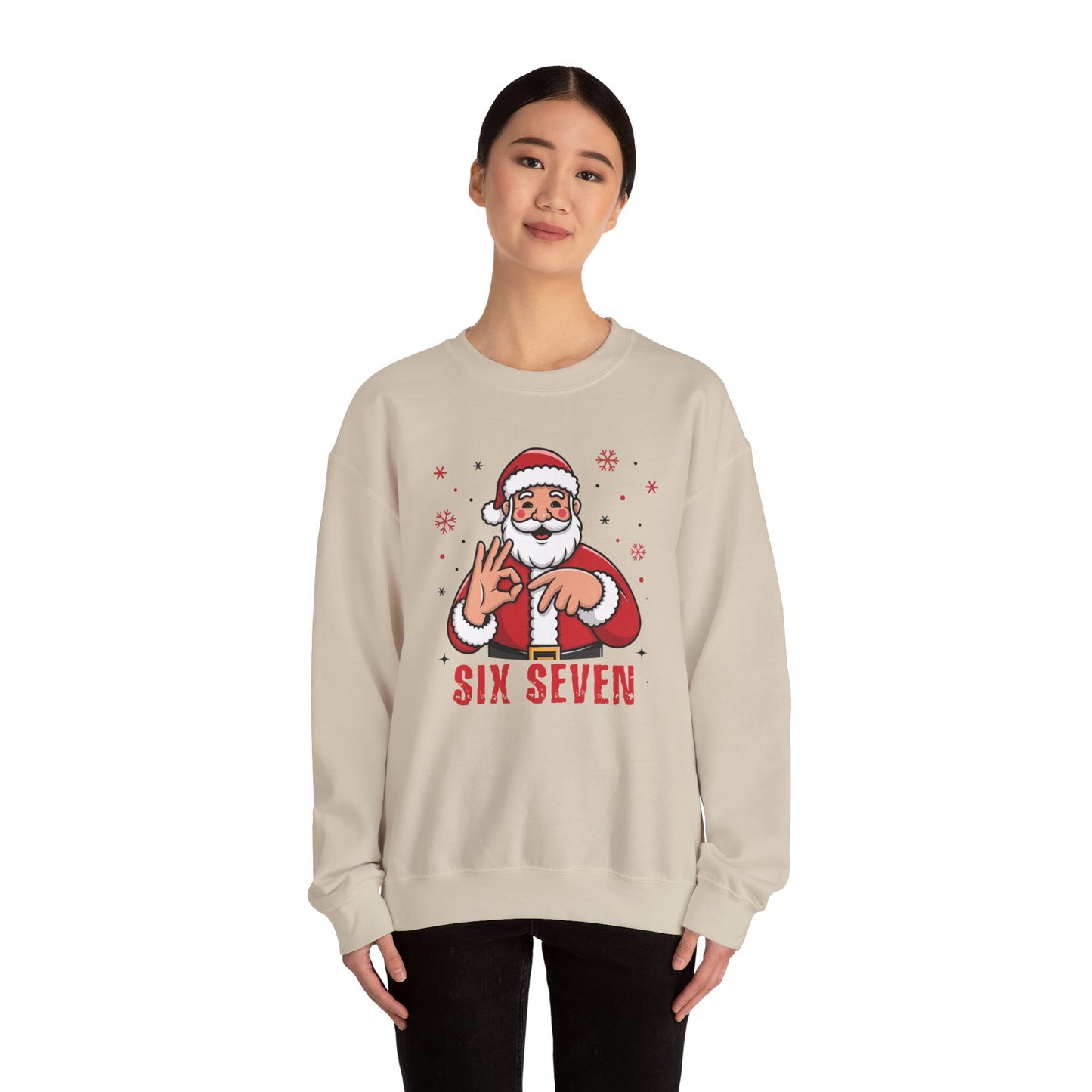 Six Seven Santa Funny Christmas Sweatshirt Cozy Holiday Crewneck for Men & Women | Santa Graphic Pullover | Warm Festive Gift for Friends