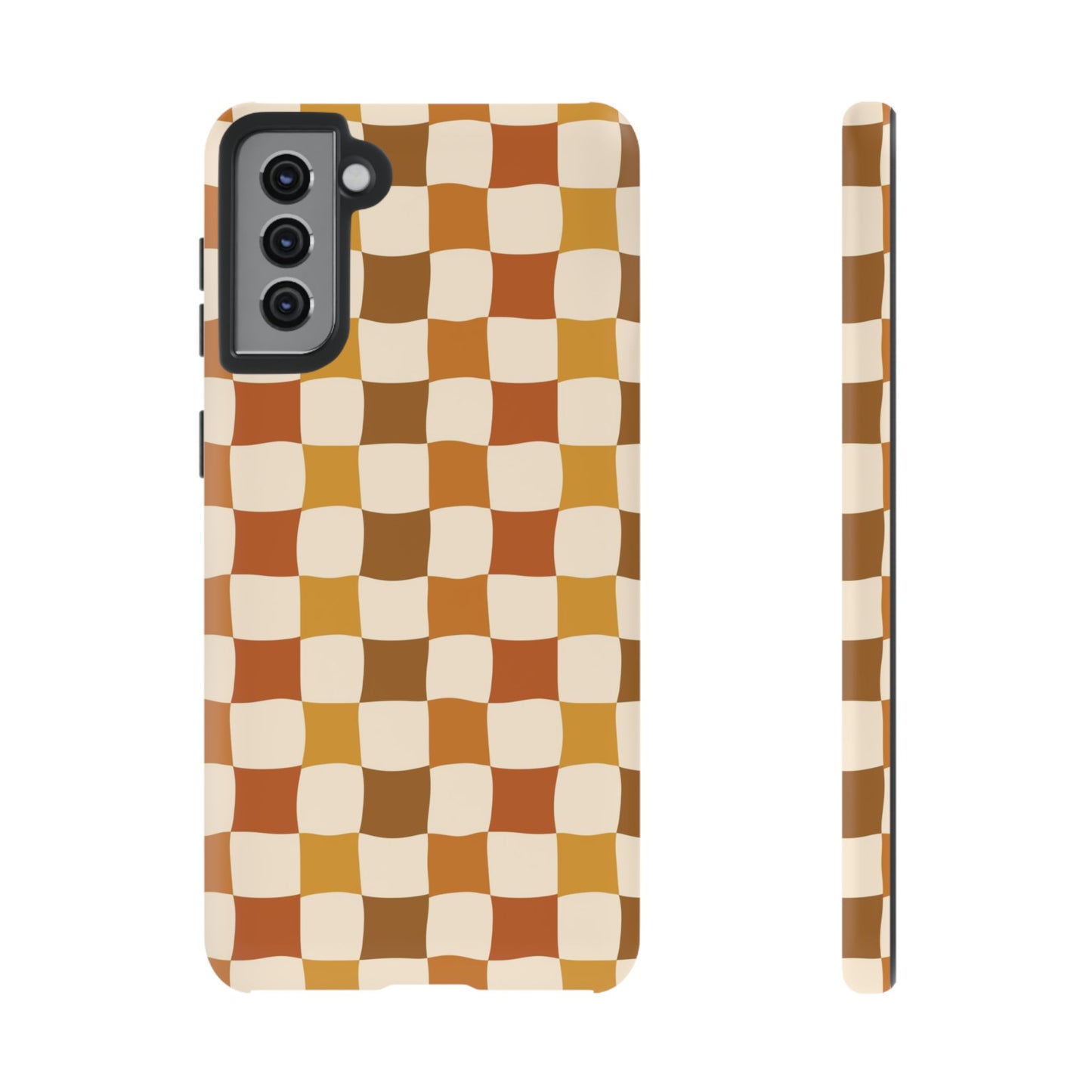 Boho Checked Phone Case, Checkerboard Design, Durable Protection, Phone Cover, Phone case For iPhone and Samsung, Trendy Phone Cover