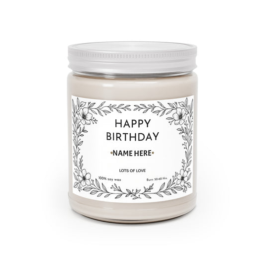 Personalized Birthday Scented Candle, 9oz Soy Candle, Custom Gift for Her, Candle Gift with Name for Her Friend Sister Mum