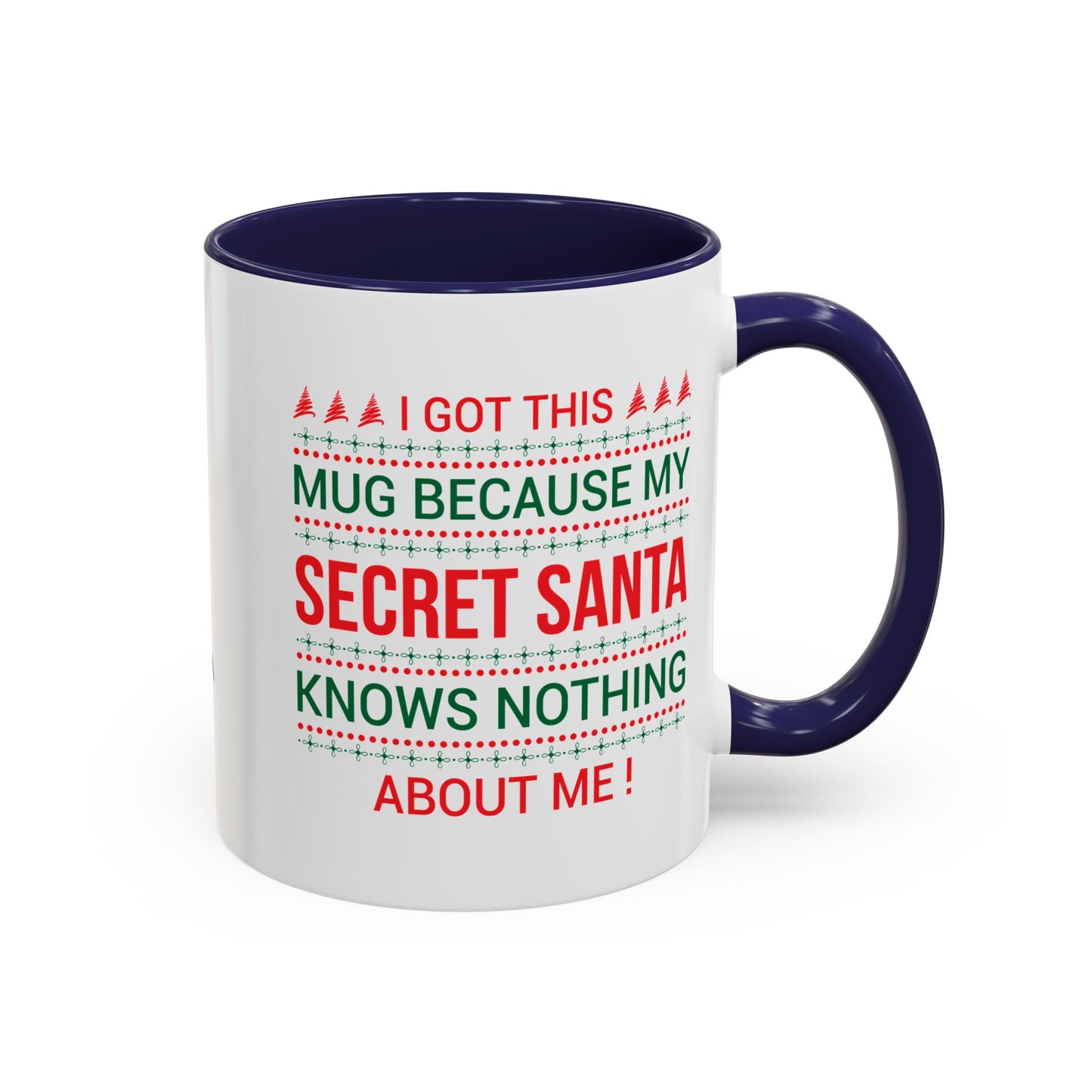 Personalized Secret Santa Accent Coffee Mug, Holiday Gift, Funny Christmas Mug, Unique Office Secret Santa Gift, Custom Drinkware