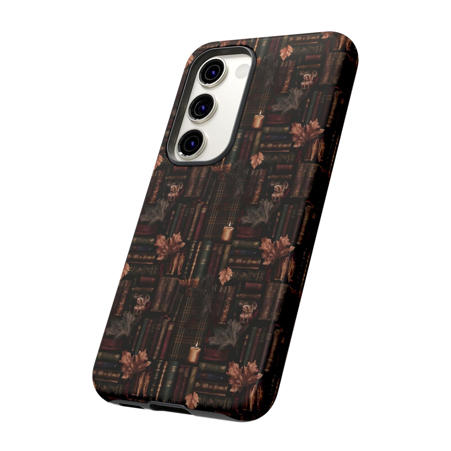 Gothic Phone Case Dark Academia Literary iPhone Samsung Cover with Books & Flowers, Phone case