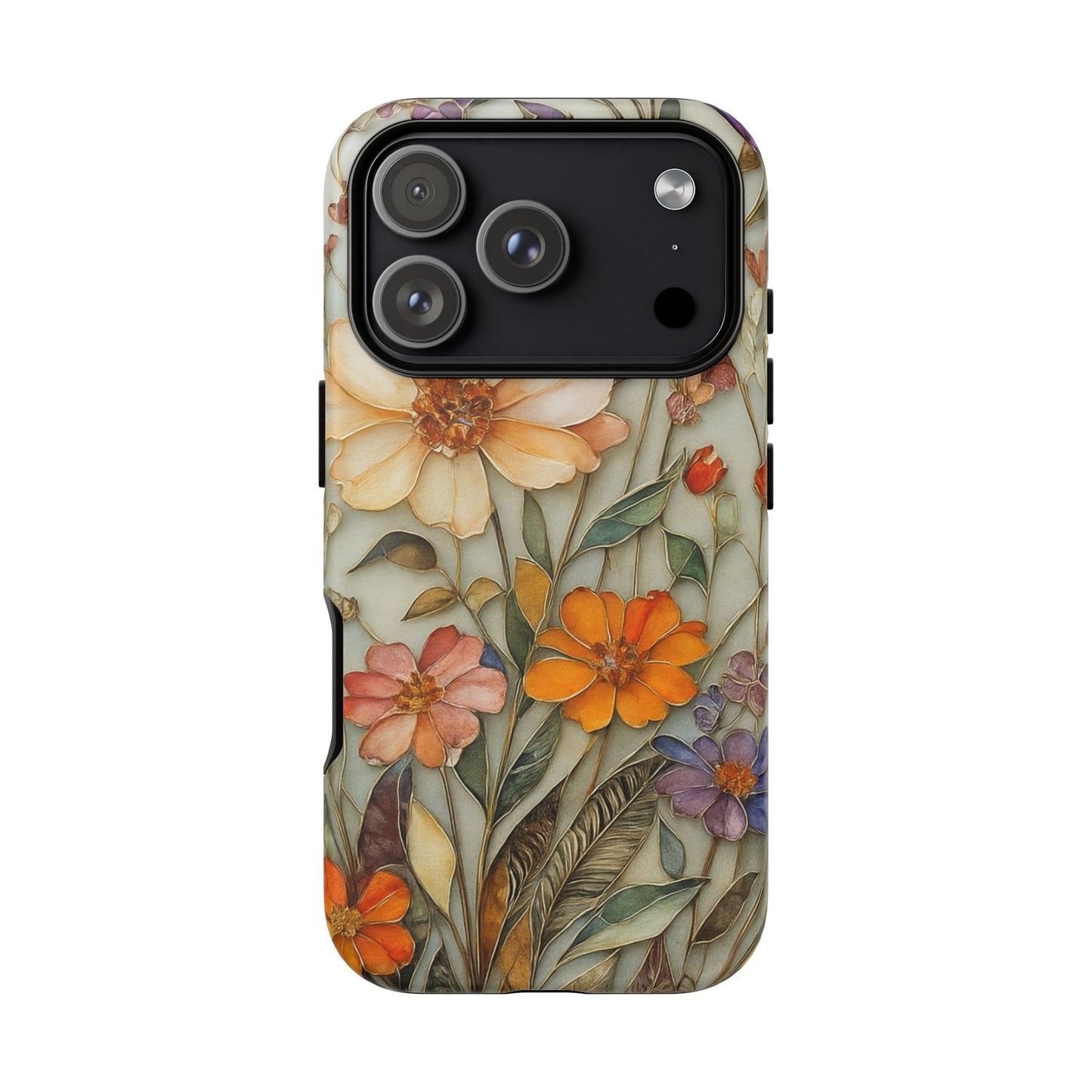 Phone case For iPhone & Samsung, Wildflower Mosaic MagSafe iPhone Case: Botanical Floral Design iPhone