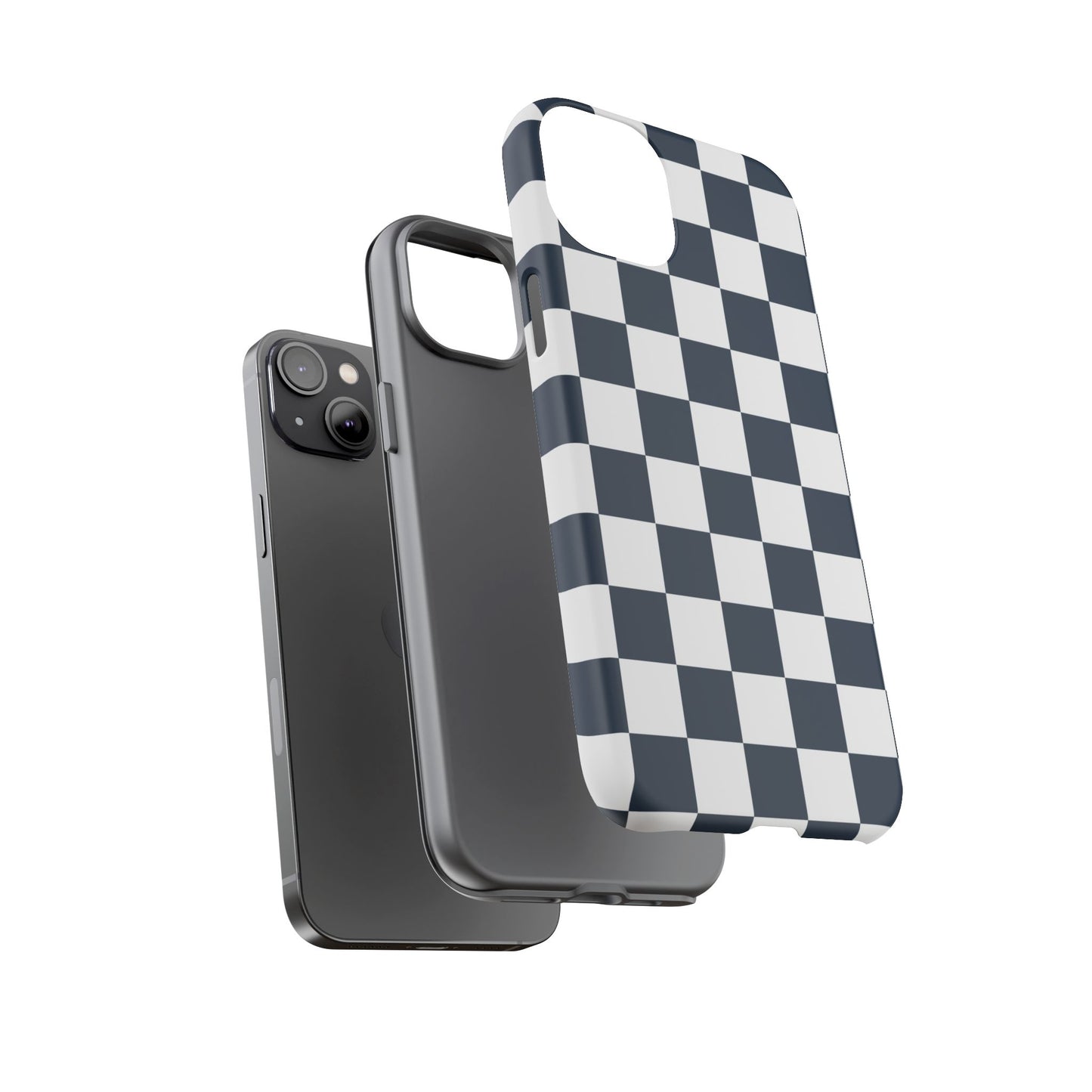 Navy Checkerboard Phone Case, iPhone 17 Pro, 17, 16, 15, 14, 13, 12, 11, X, XR, XS MAX, Tough Case for iPhone