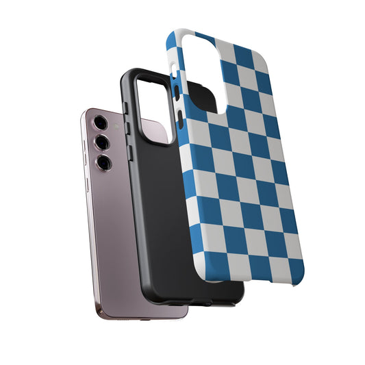 Blue Checkerboard Phone Case, Samsung Galaxy S25, S25 Plus, S24, S24 Plus, S24 Ultra, S23, S22, S22 Plus, S21 Ultra, S21 FE, S20+