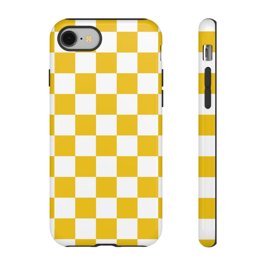 Yellow Checkered Phone Case - iPhone 17 Pro, 17, 16, 15, 14, 13, 12, 11, X, XR, XS MAX, Gift for Friends