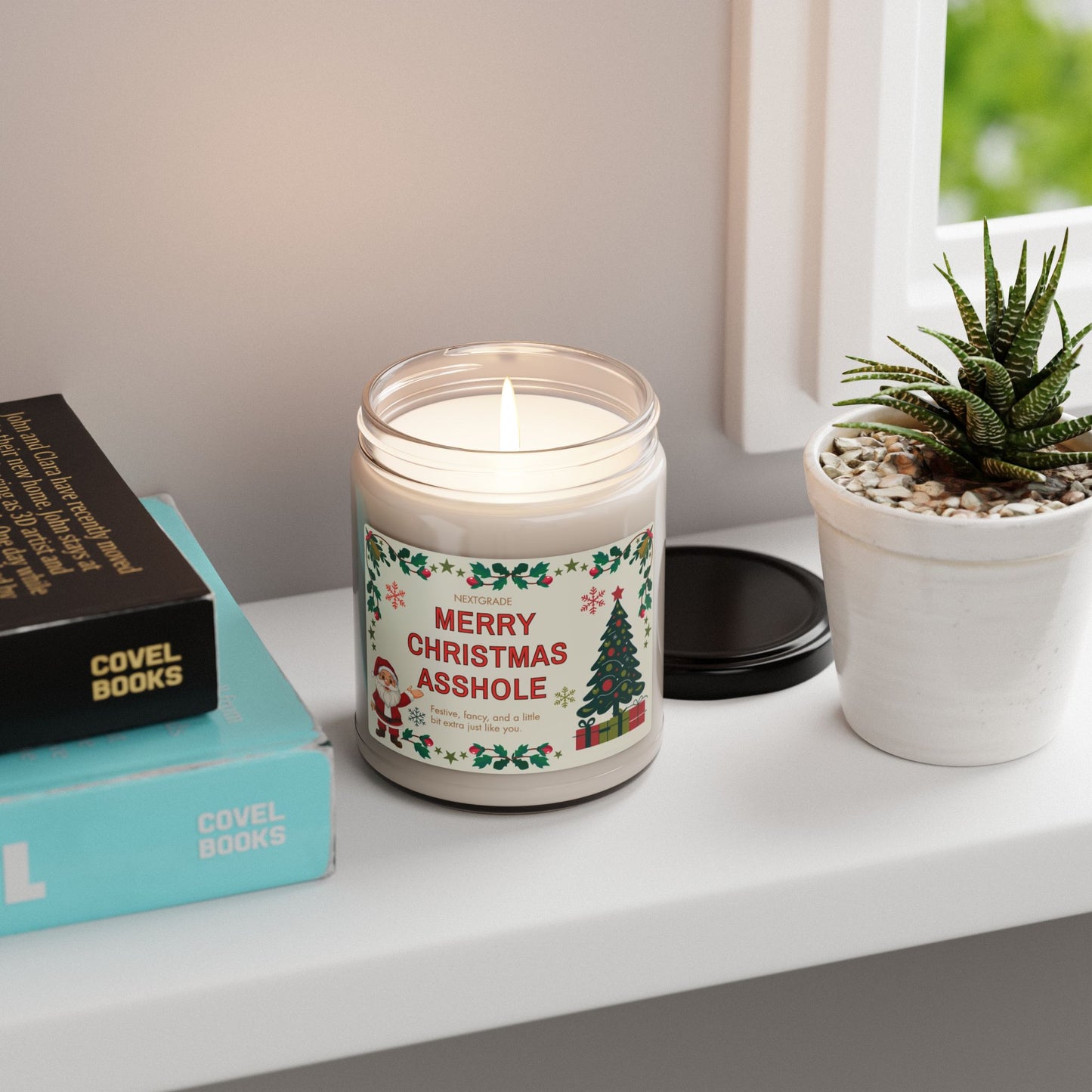 Merry Christmas Asshole Candle, Funny Holiday Gift for Friends or Coworkers | Hand-Poured Soy Candle | 9 Scents | Hilarious Christmas Candle