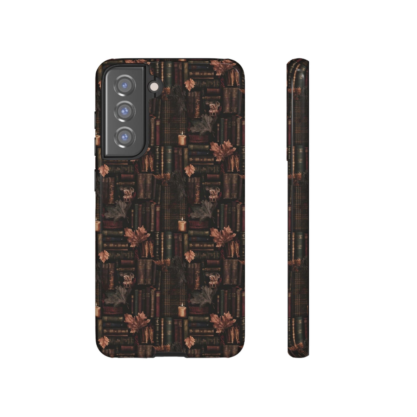 Gothic Phone Case Dark Academia Literary iPhone Samsung Cover with Books & Flowers, Phone case