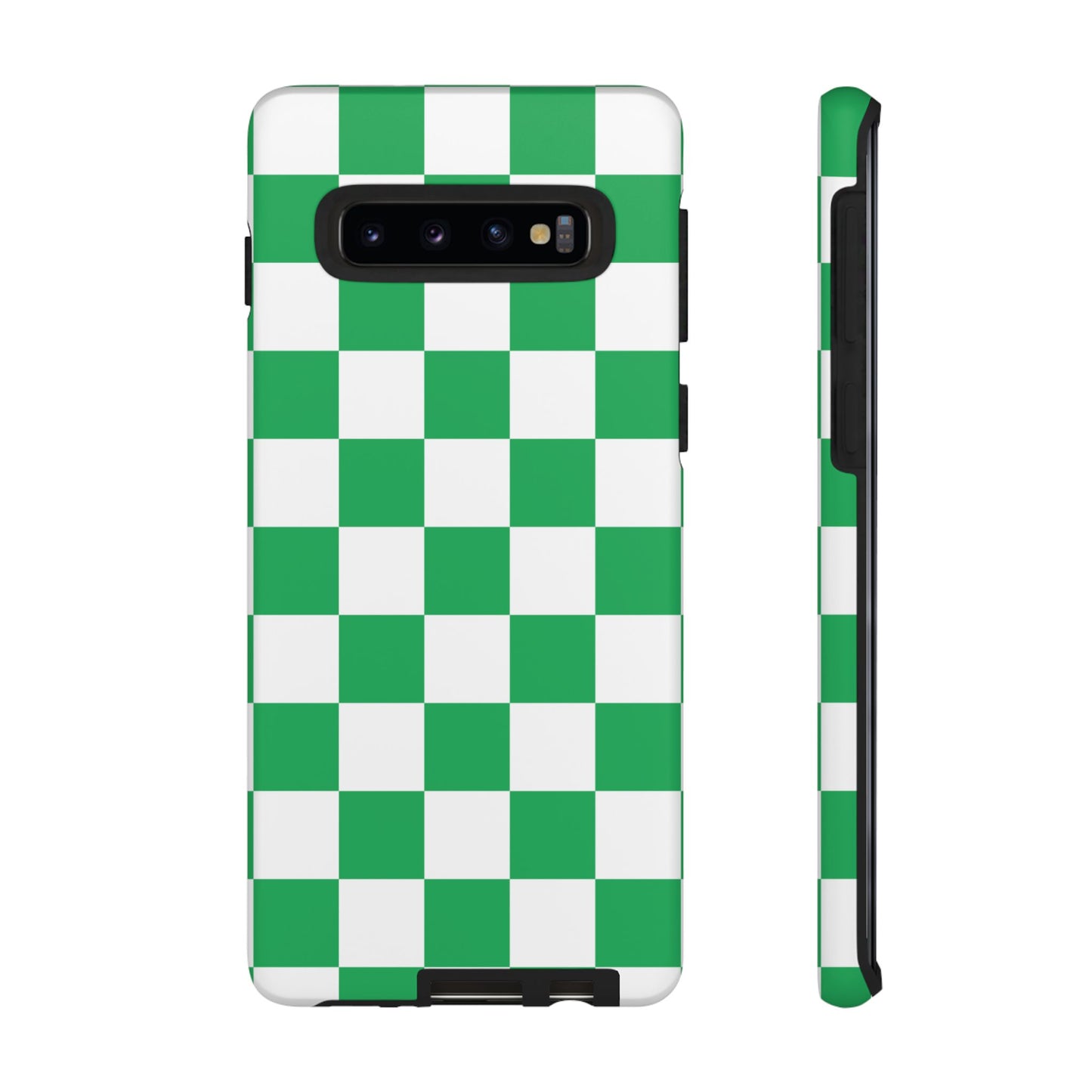 Green Checkered Phone Case, Phone Cases Samsung Galaxy S25, S25 Plus, S24, S24 Plus, S24 Ultra, S23, S22, S22 Plus, S21 Ultra, S21 FE, S20+