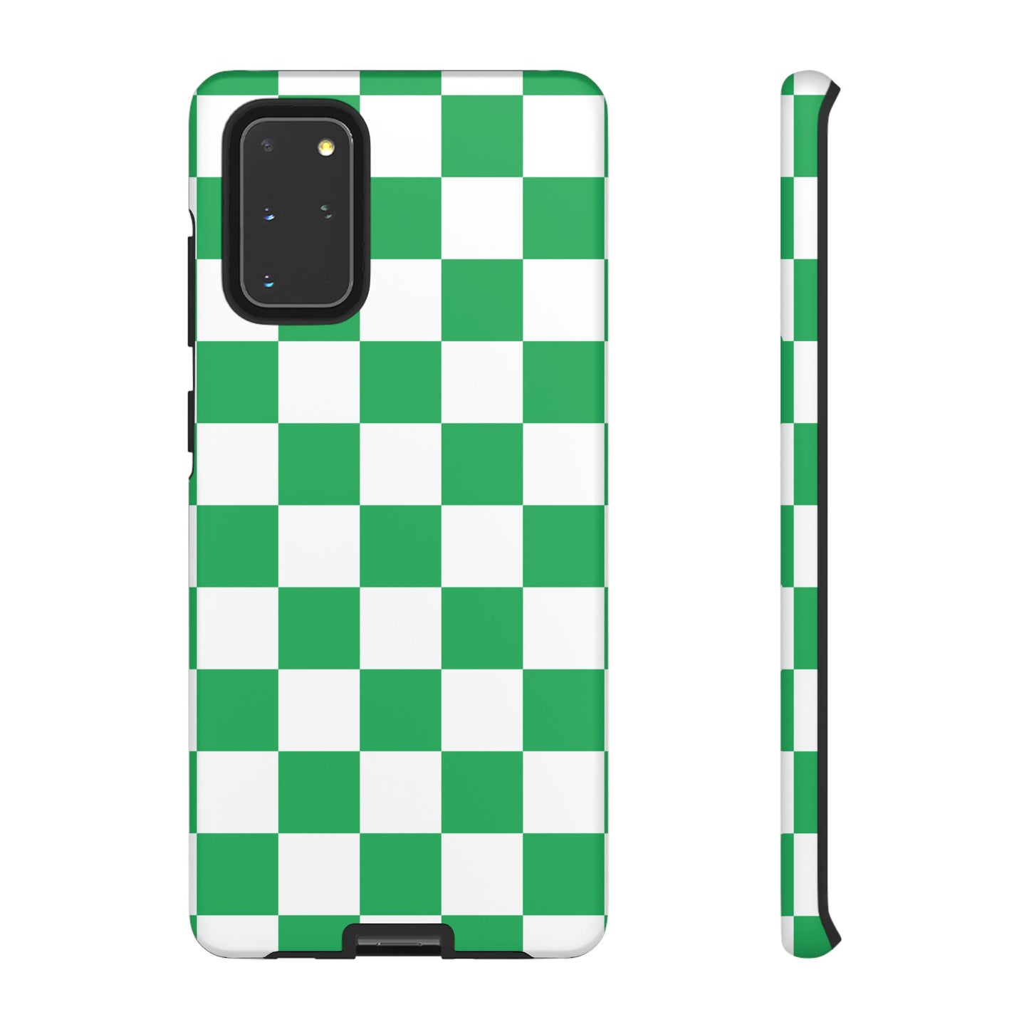 Green Checkered Phone Case, Phone Cases Samsung Galaxy S25, S25 Plus, S24, S24 Plus, S24 Ultra, S23, S22, S22 Plus, S21 Ultra, S21 FE, S20+
