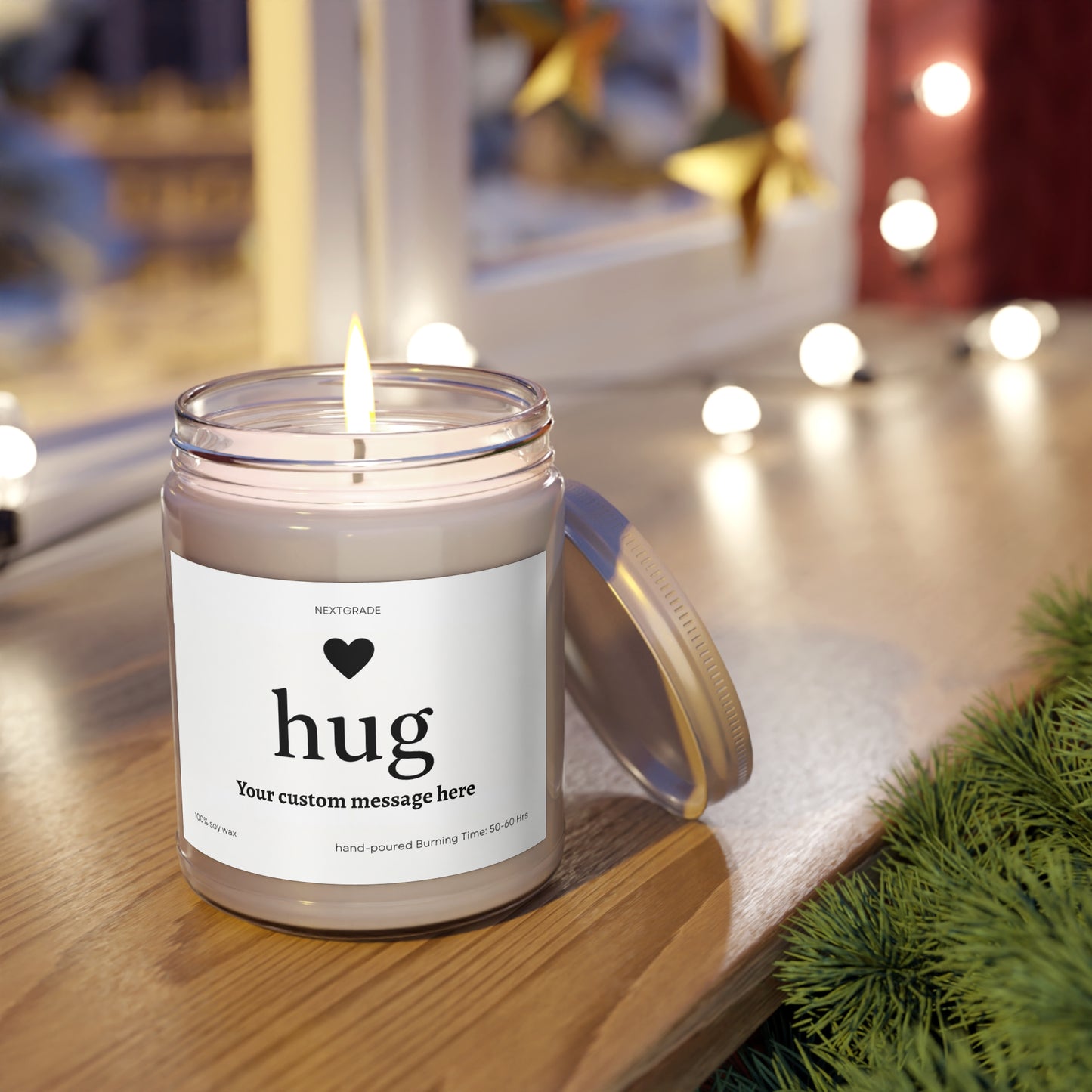 Personalized Scented Soy Candle, Custom Message Gift, Send a Hug Candle, Relaxing Home Decor, Birthday, Self-Care, Housewarming
