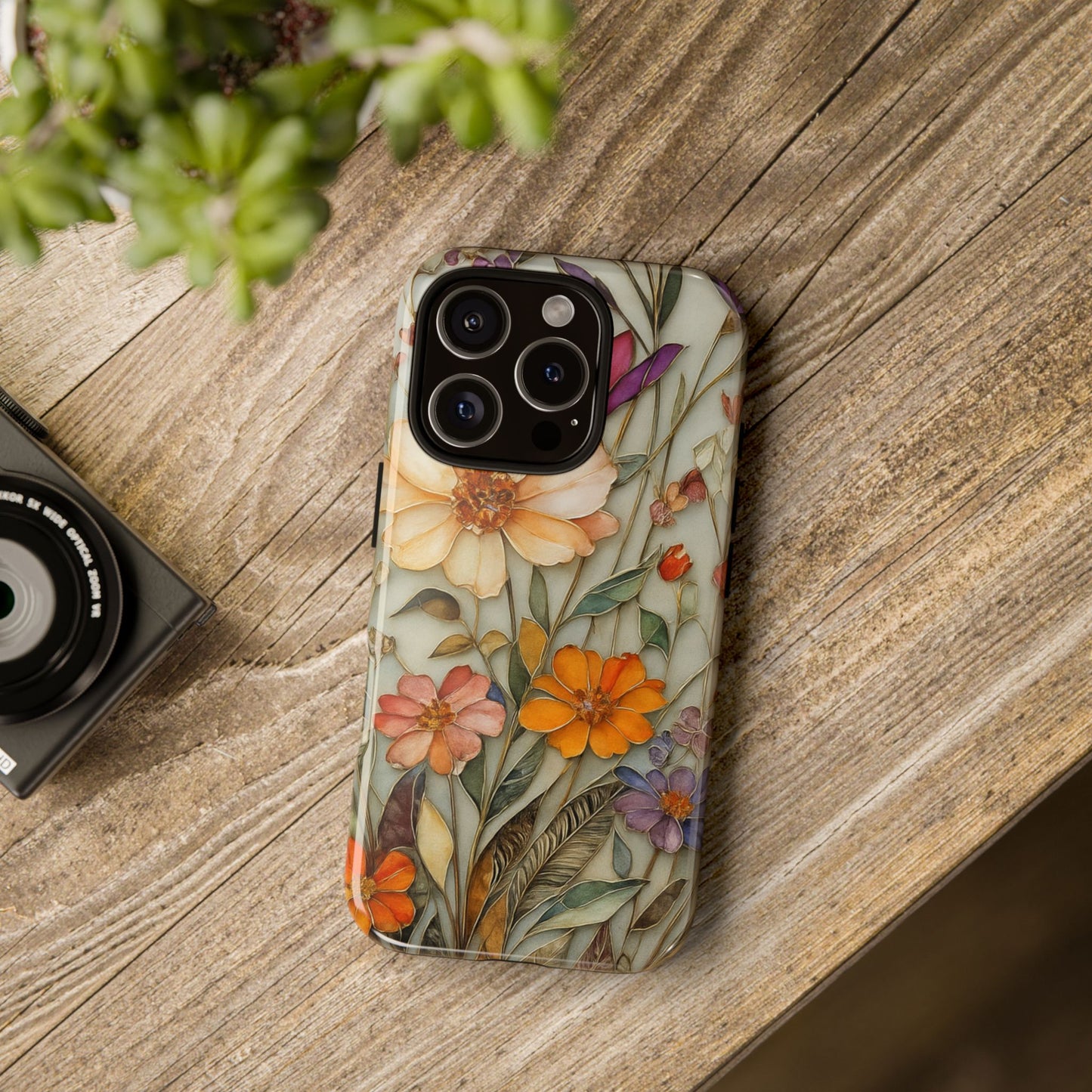 Phone case For iPhone & Samsung, Wildflower Mosaic MagSafe iPhone Case: Botanical Floral Design iPhone