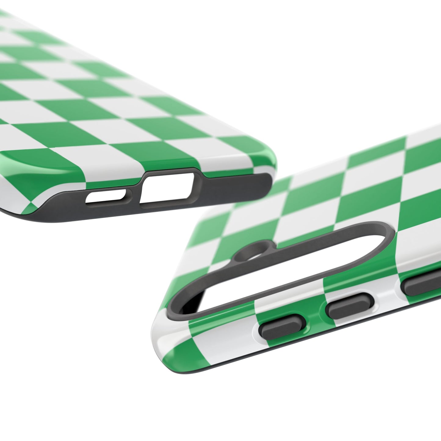 Green Checkered Phone Case, Phone Cases Samsung Galaxy S25, S25 Plus, S24, S24 Plus, S24 Ultra, S23, S22, S22 Plus, S21 Ultra, S21 FE, S20+