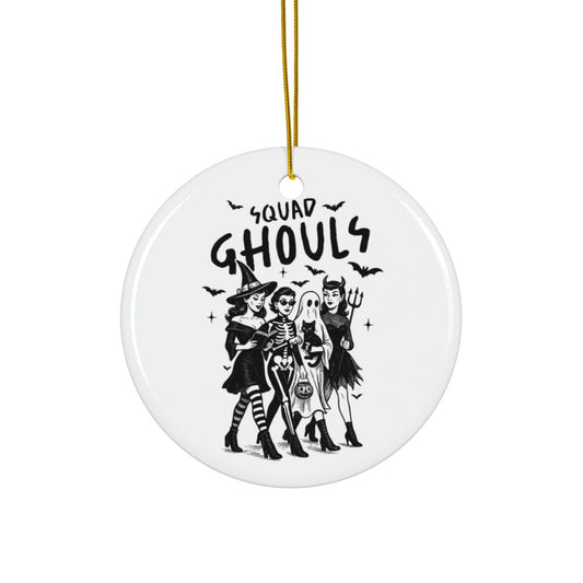 Personalized Squad Ghouls Halloween Ornaments, Double Sided Ceramic Ornament, Fall Decor, Halloween Gifts, Party Favors