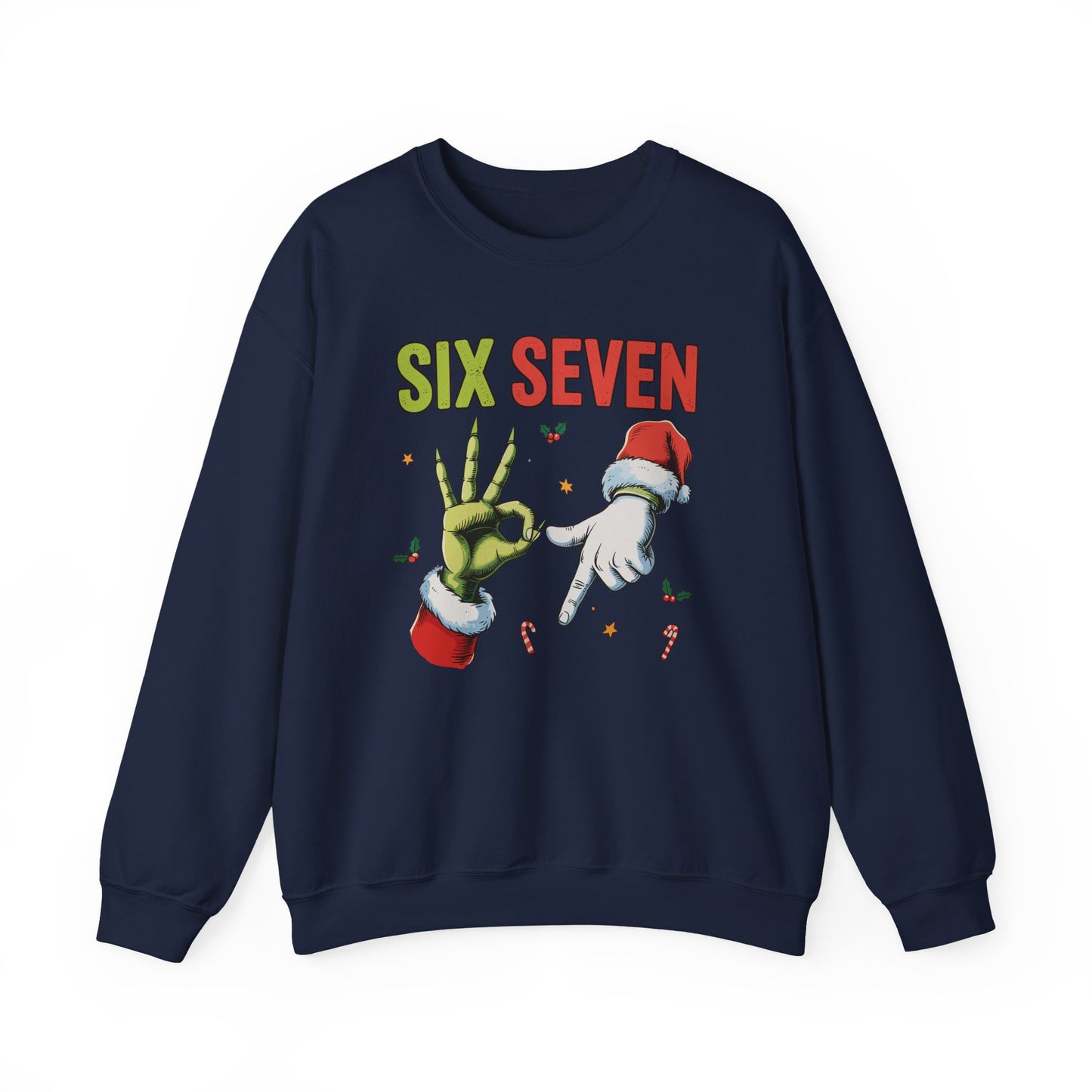 Funny Six Seven Christmas Sweatshirt | Santa Hands Holiday Crewneck | Cozy Pink Christmas Sweater for Men Women | Festive Holiday Gift