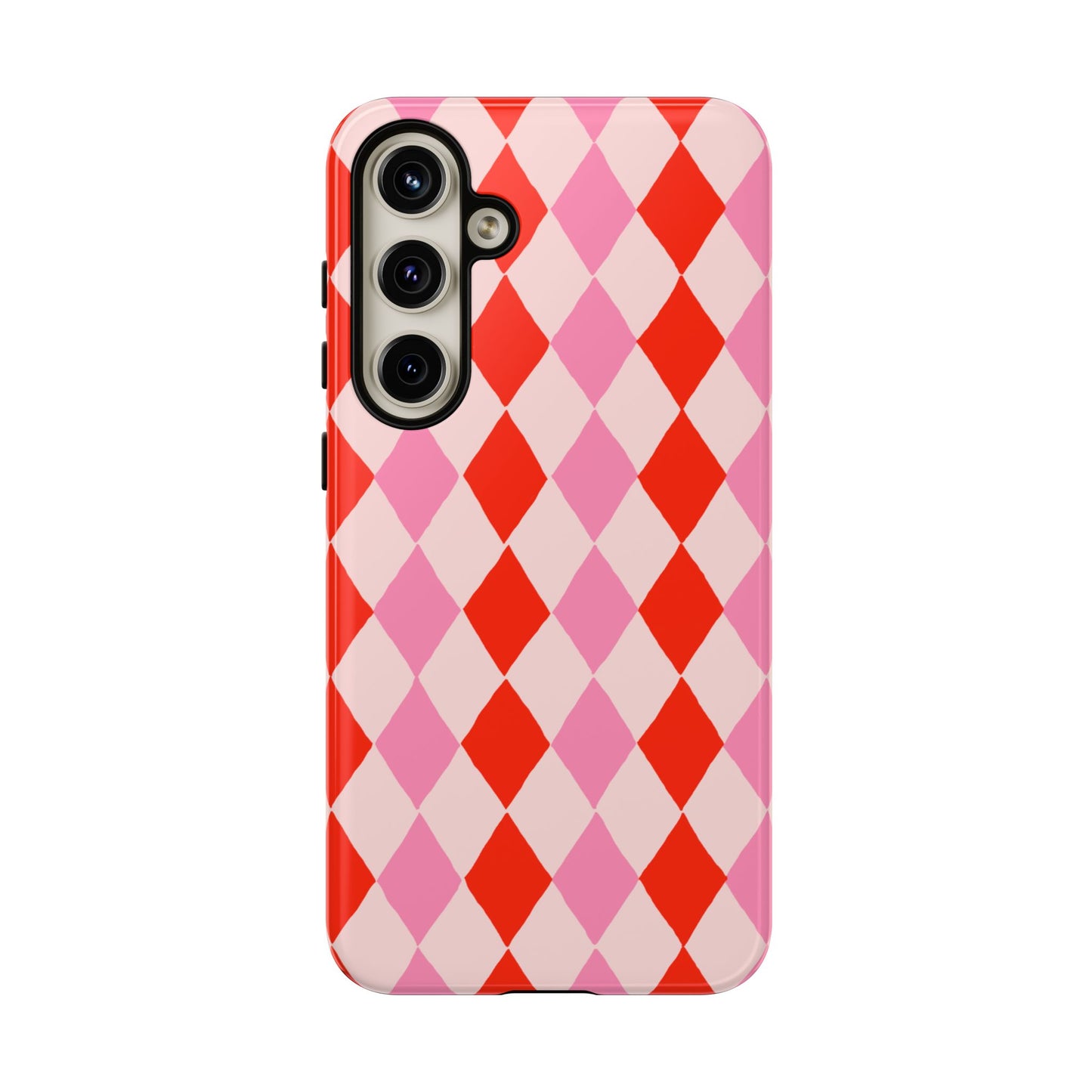 Tough Cases with Red Pink Diamonds, Retro Checkerboard iPhone Case And Samsung Case, Slim Fit Phone Case, Stylish Gift
