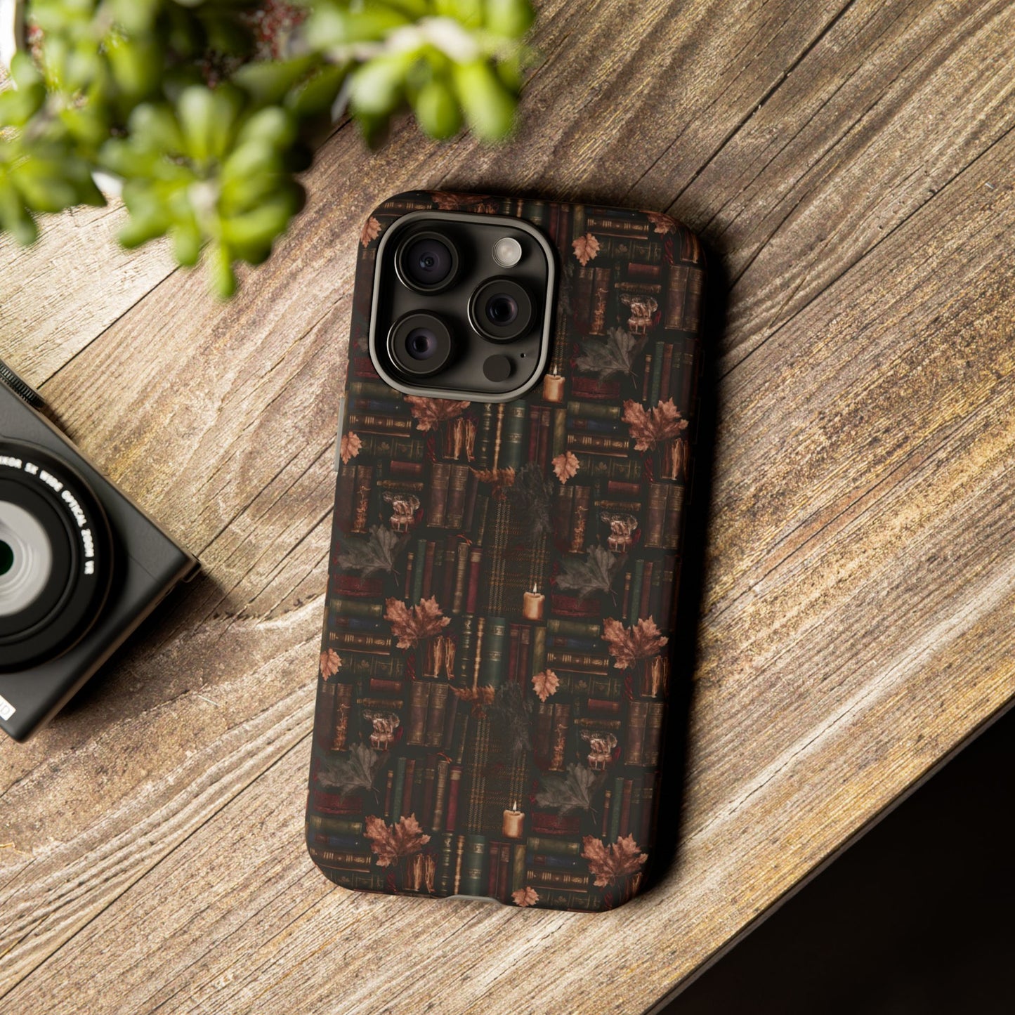 Gothic Phone Case Dark Academia Literary iPhone Samsung Cover with Books & Flowers, Phone case