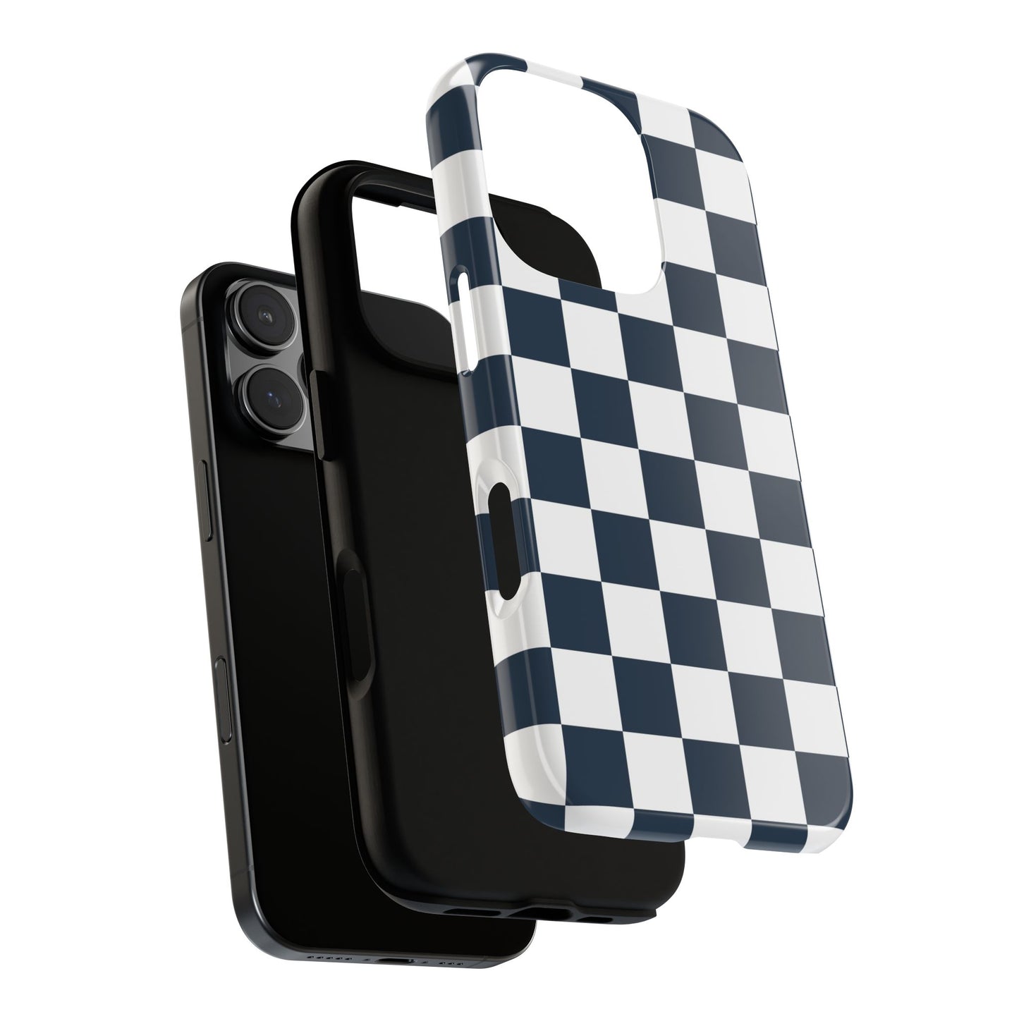Navy Checkerboard Phone Case, iPhone 17 Pro, 17, 16, 15, 14, 13, 12, 11, X, XR, XS MAX, Tough Case for iPhone