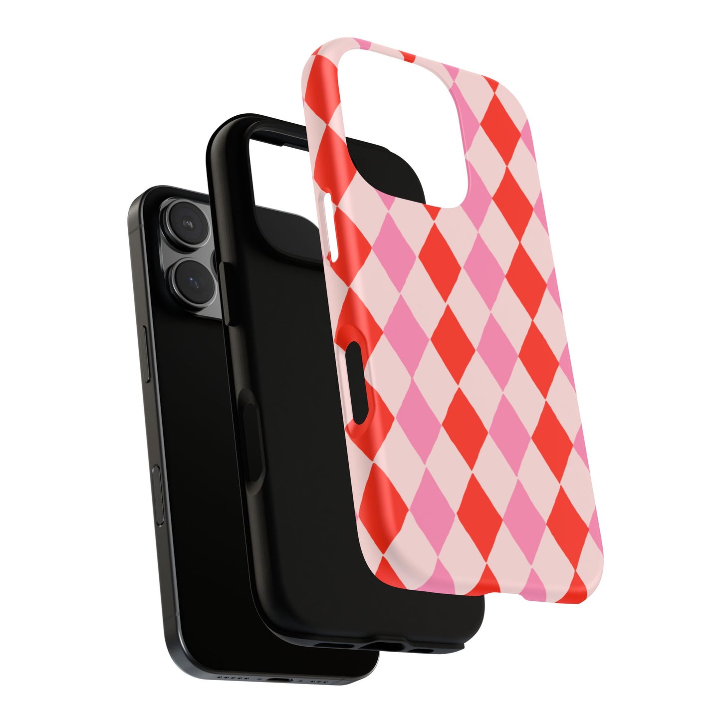 Tough Cases with Red Pink Diamonds, Retro Checkerboard iPhone Case And Samsung Case, Slim Fit Phone Case, Stylish Gift