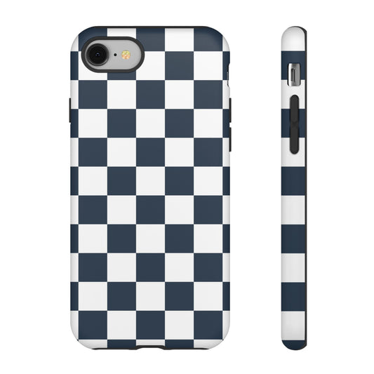 Navy Checkerboard Phone Case, iPhone 17 Pro, 17, 16, 15, 14, 13, 12, 11, X, XR, XS MAX, Tough Case for iPhone