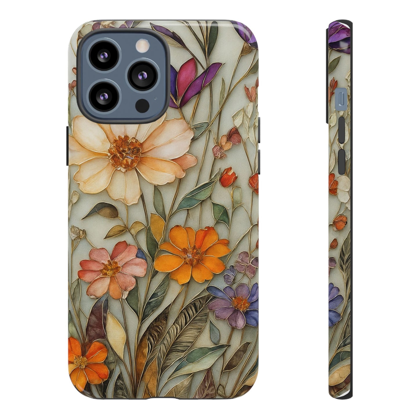 Phone case For iPhone & Samsung, Wildflower Mosaic MagSafe iPhone Case: Botanical Floral Design iPhone