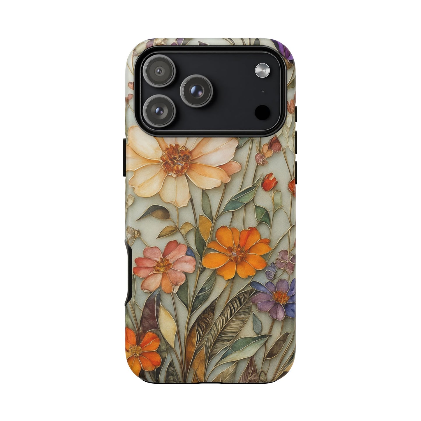 Phone case For iPhone & Samsung, Wildflower Mosaic MagSafe iPhone Case: Botanical Floral Design iPhone