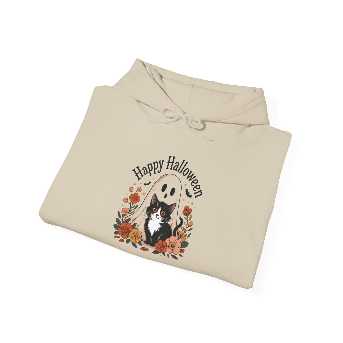 Happy Halloween Cat Hoodie, Cozy Sweatshirt hoodie for Fall Celebrations, Halloween Costume, Gift for Cat Lovers, Autumn Layering