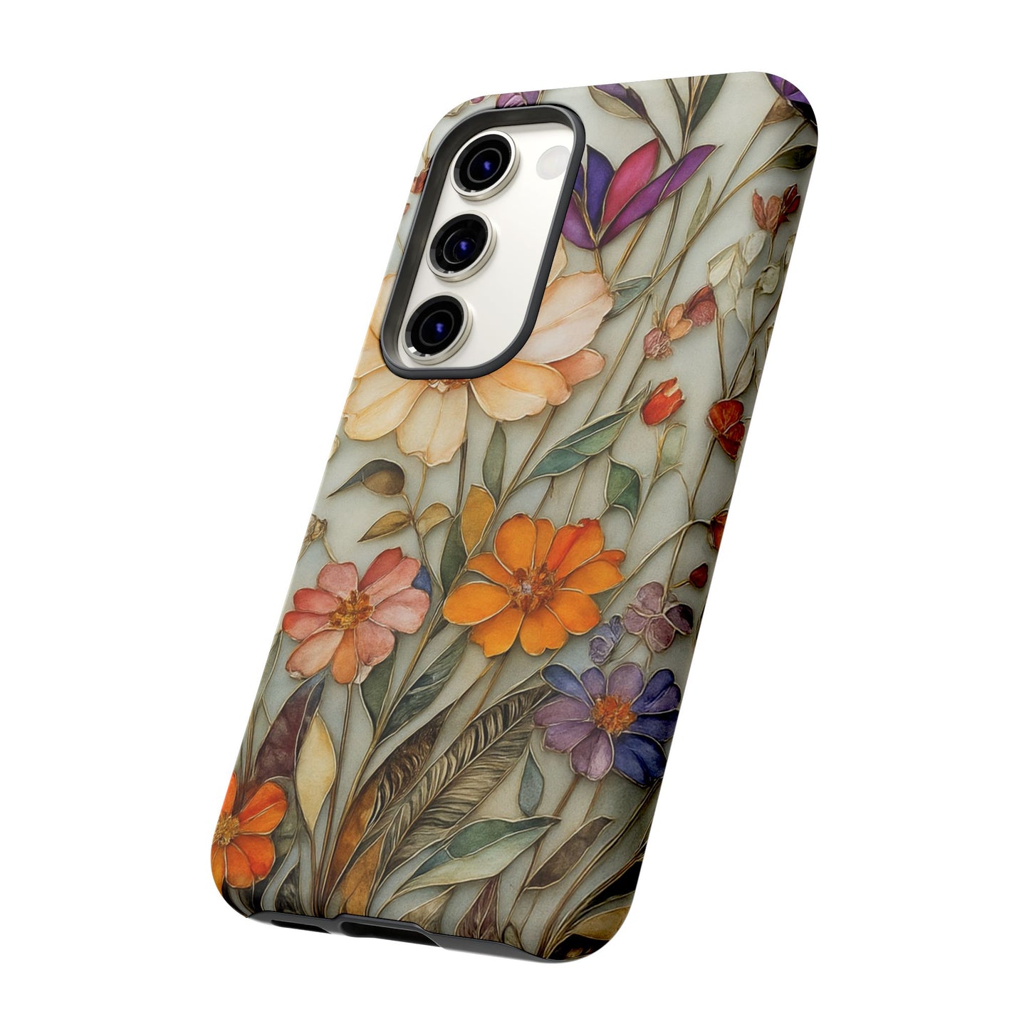Phone case For iPhone & Samsung, Wildflower Mosaic MagSafe iPhone Case: Botanical Floral Design iPhone