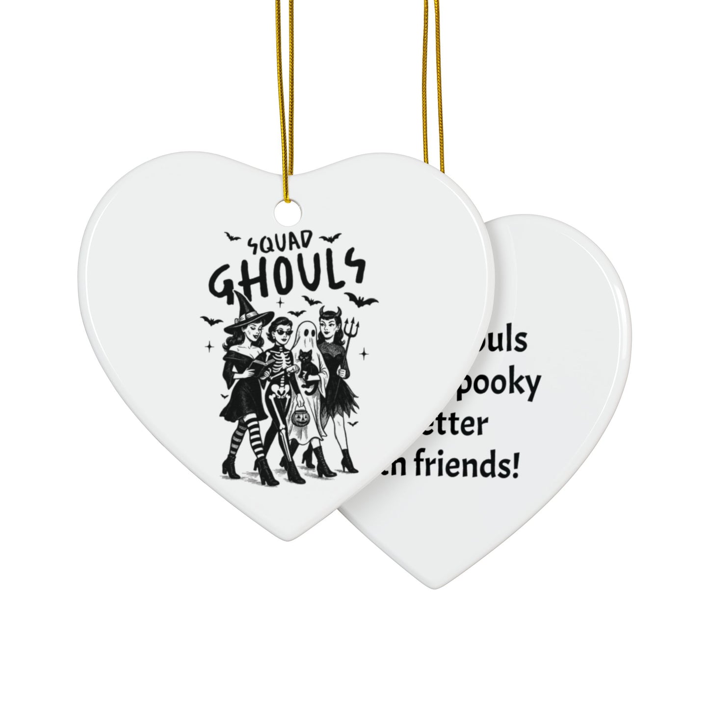 Personalized Squad Ghouls Halloween Ornaments, Double Sided Ceramic Ornament, Fall Decor, Halloween Gifts, Party Favors