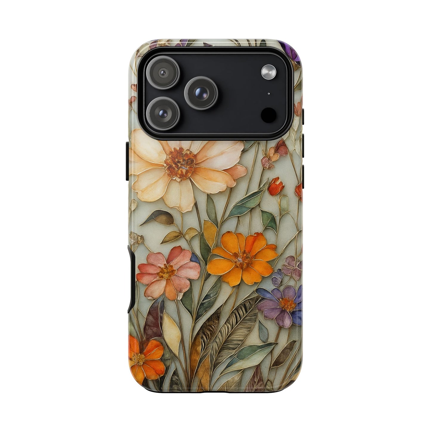Phone case For iPhone & Samsung, Wildflower Mosaic MagSafe iPhone Case: Botanical Floral Design iPhone
