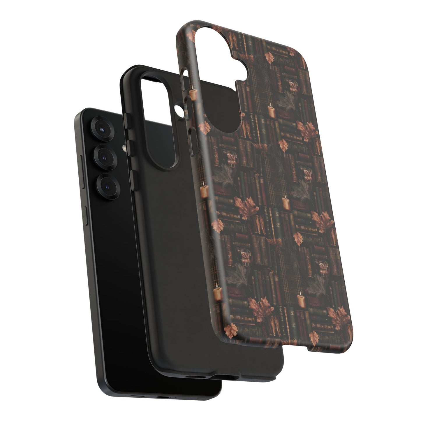 Gothic Phone Case Dark Academia Literary iPhone Samsung Cover with Books & Flowers, Phone case