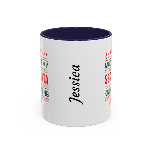 Personalized Secret Santa Accent Coffee Mug, Holiday Gift, Funny Christmas Mug, Unique Office Secret Santa Gift, Custom Drinkware