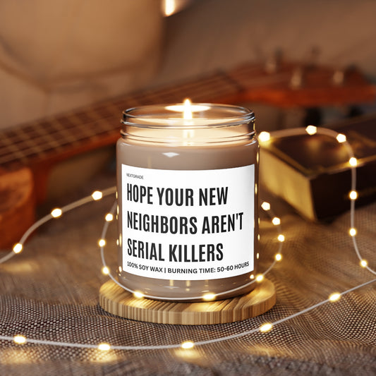 Neighbor Gift Scented Candle | Funny Housewarming Gift for New Home | 9oz Soy Wax Candle with White Lid | Cozy Home Décor & Novelty Gift | Long-Burn Scented Candle
