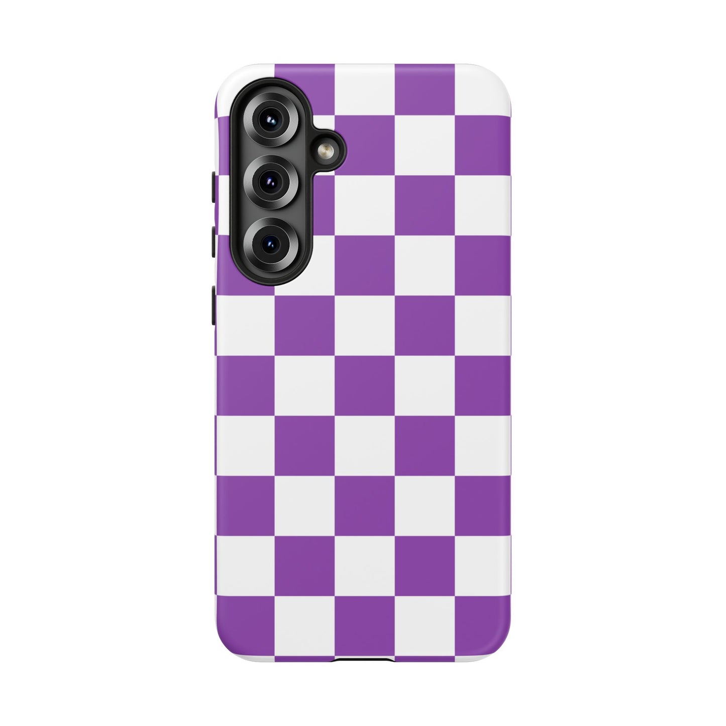 Purple Checkered Phone Case, Samsung Galaxy S25, S25 Plus, S24, S24 Plus, S24 Ultra, S23, S22, S22 Plus, S21 Ultra, S21 FE, S20+