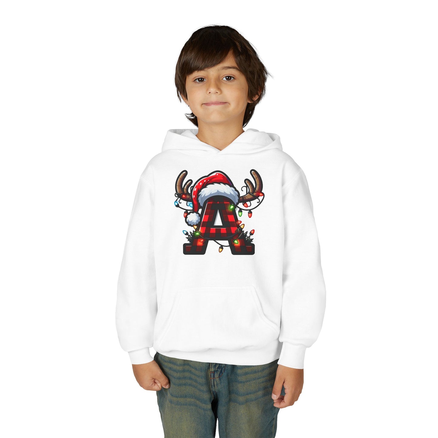 Personalized Festive Reindeer Hoodie for Kids, Christmas Sweatshirt hoodie, Holiday Gift, Cozy Winter Attire, Personalized Youth Hoody
