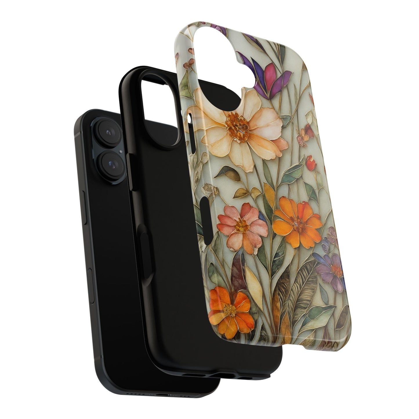 Phone case For iPhone & Samsung, Wildflower Mosaic MagSafe iPhone Case: Botanical Floral Design iPhone