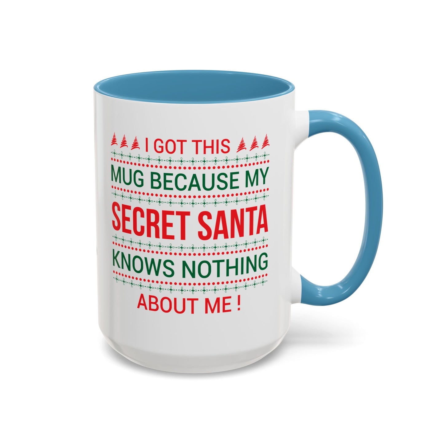 Personalized Secret Santa Accent Coffee Mug, Holiday Gift, Funny Christmas Mug, Unique Office Secret Santa Gift, Custom Drinkware
