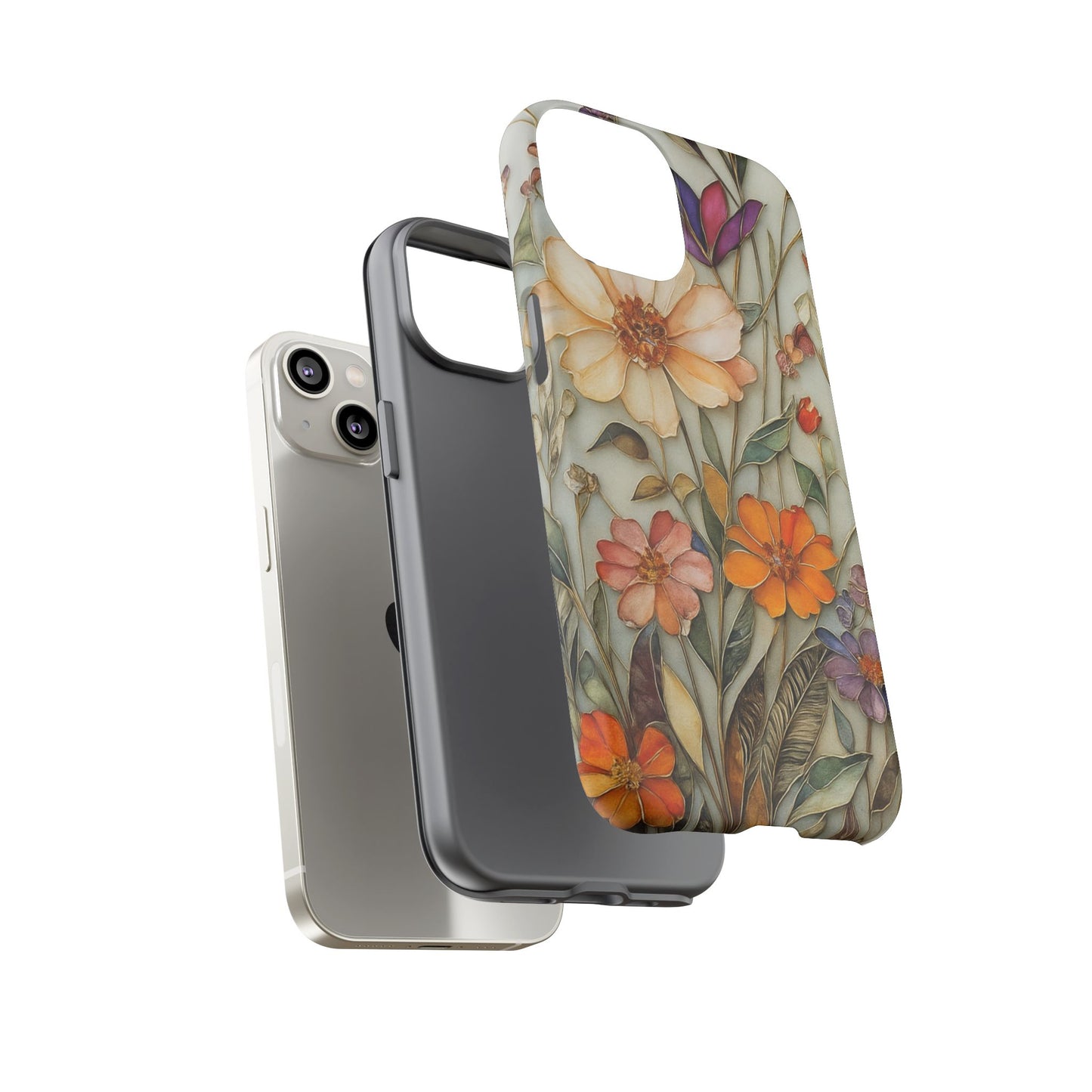 Phone case For iPhone & Samsung, Wildflower Mosaic MagSafe iPhone Case: Botanical Floral Design iPhone