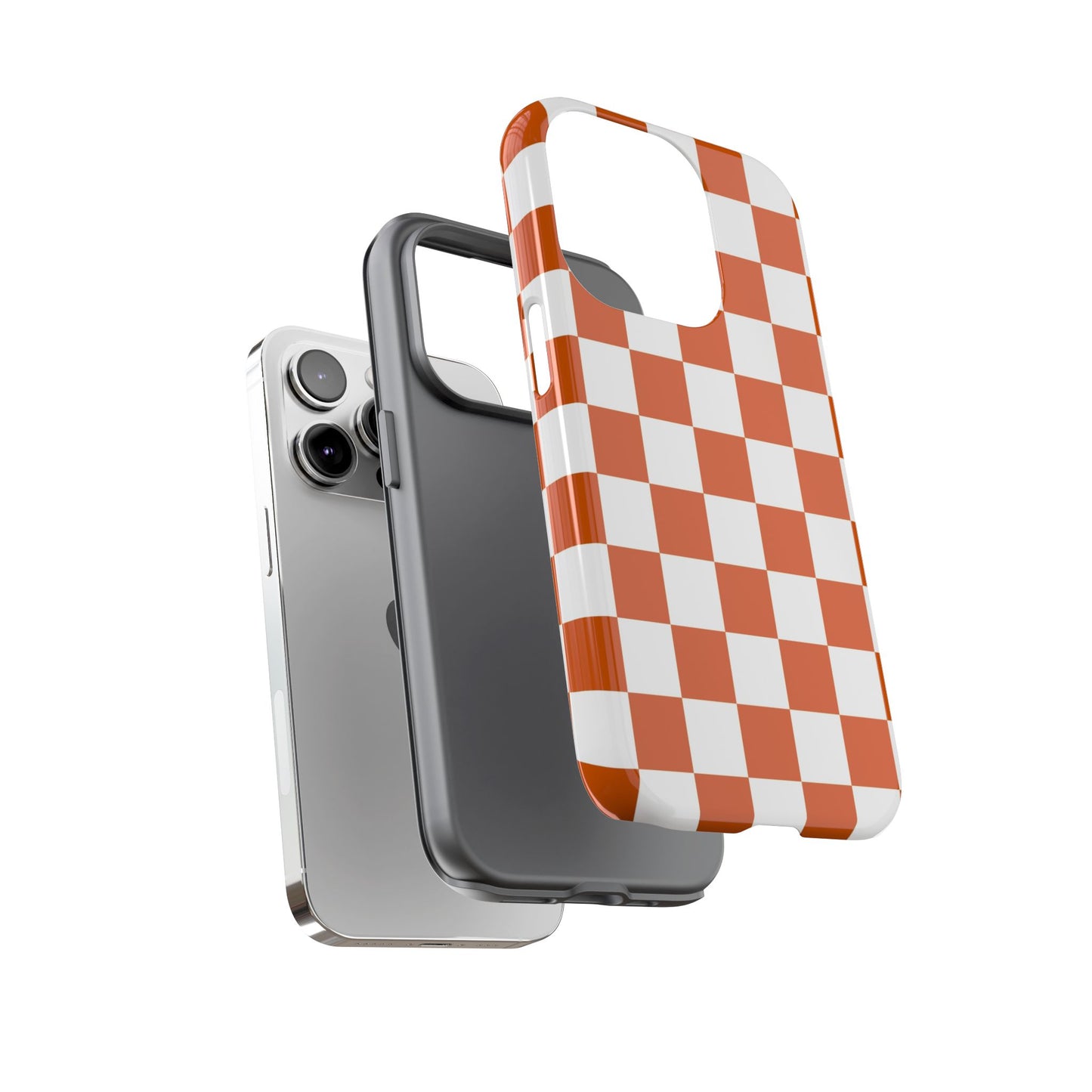 Checkered Phone Case, Checkered Phone Case - iPhone 17 16 15 14 13 12 11 Pro Max  - Trendy Black and Brown Checkerboard