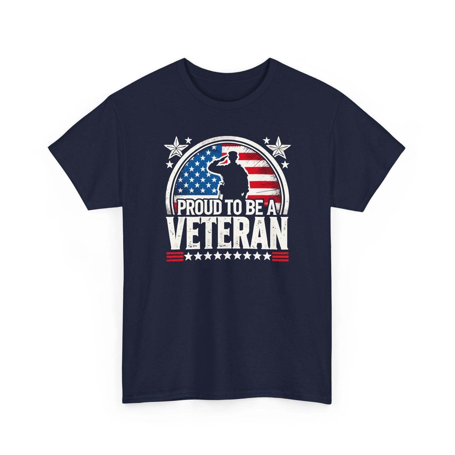 Proud Veteran Heavy Cotton Tee, Army Navy Military Shirt, Gift for Veterans, Memorial Day, Independence Day, Patriotic Apparel