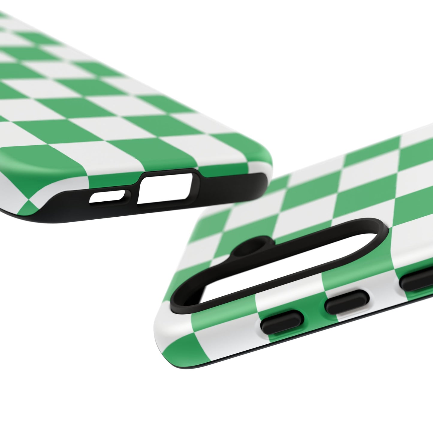 Green Checkered Phone Case, Phone Cases Samsung Galaxy S25, S25 Plus, S24, S24 Plus, S24 Ultra, S23, S22, S22 Plus, S21 Ultra, S21 FE, S20+