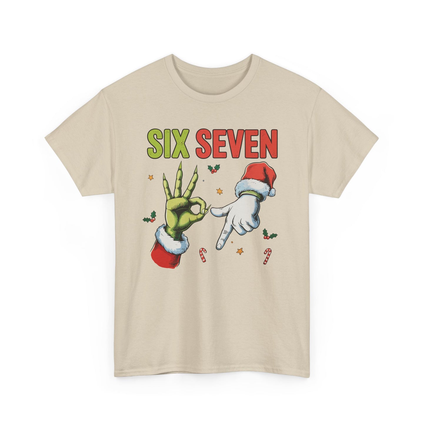 Funny "Six Seven" Christmas Shirt  Grinch Hand & Santa Hand Graphic Tee | Holiday Humor T-Shirt | Unisex Christmas Gift for Men Women