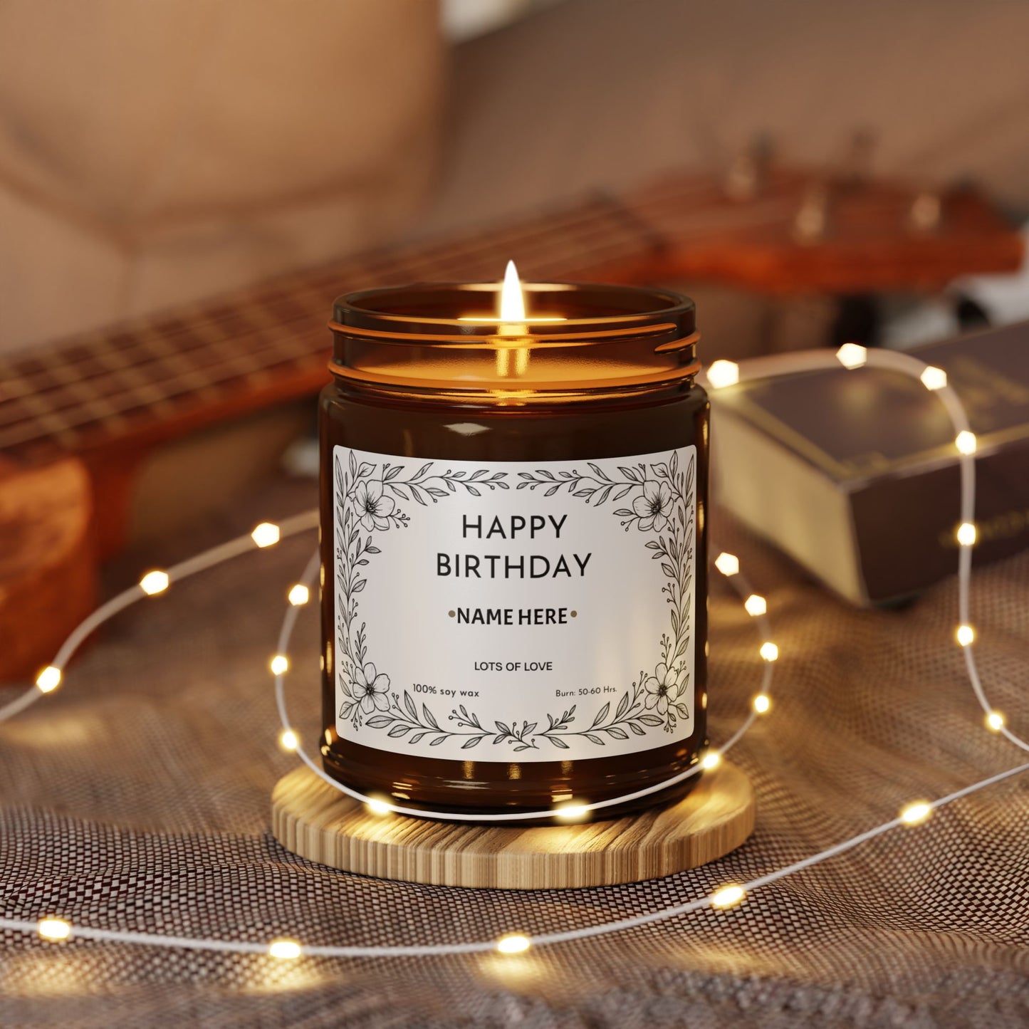 Personalized Birthday Scented Soy Candle | Amber Jar | Relaxing Home Decor, Special Gift, Aromatherapy, Party Favor, Holiday Gift